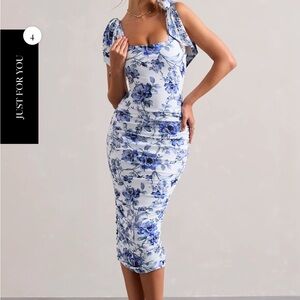 Floral Blue and White Dress